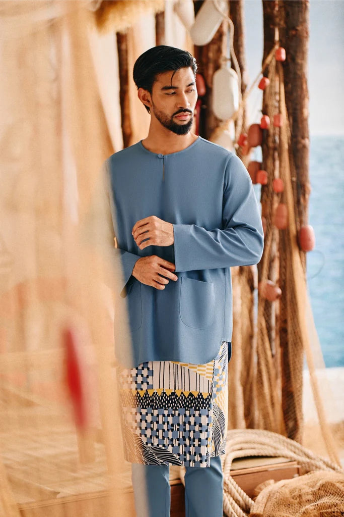 The Harbour Men Kurta in Blue West