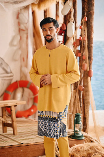 The Harbour Men Kurta in Dijon Mustard