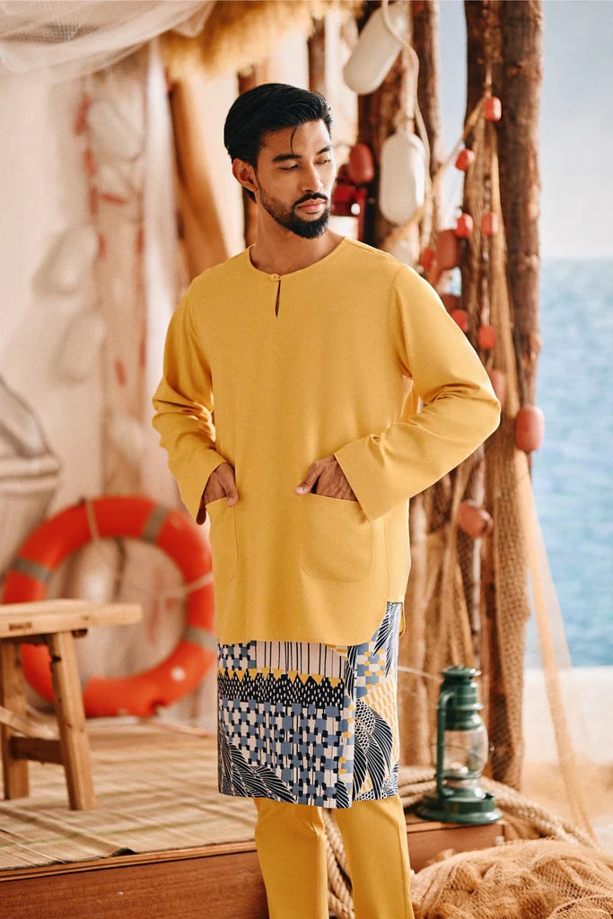 The Harbour Men Kurta in Dijon Mustard