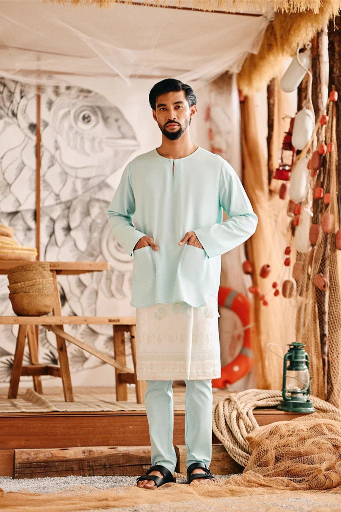 The Harbour Men Kurta in Tiffany Blue