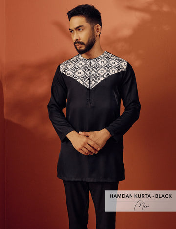 Hamdan Kurta Black Batik